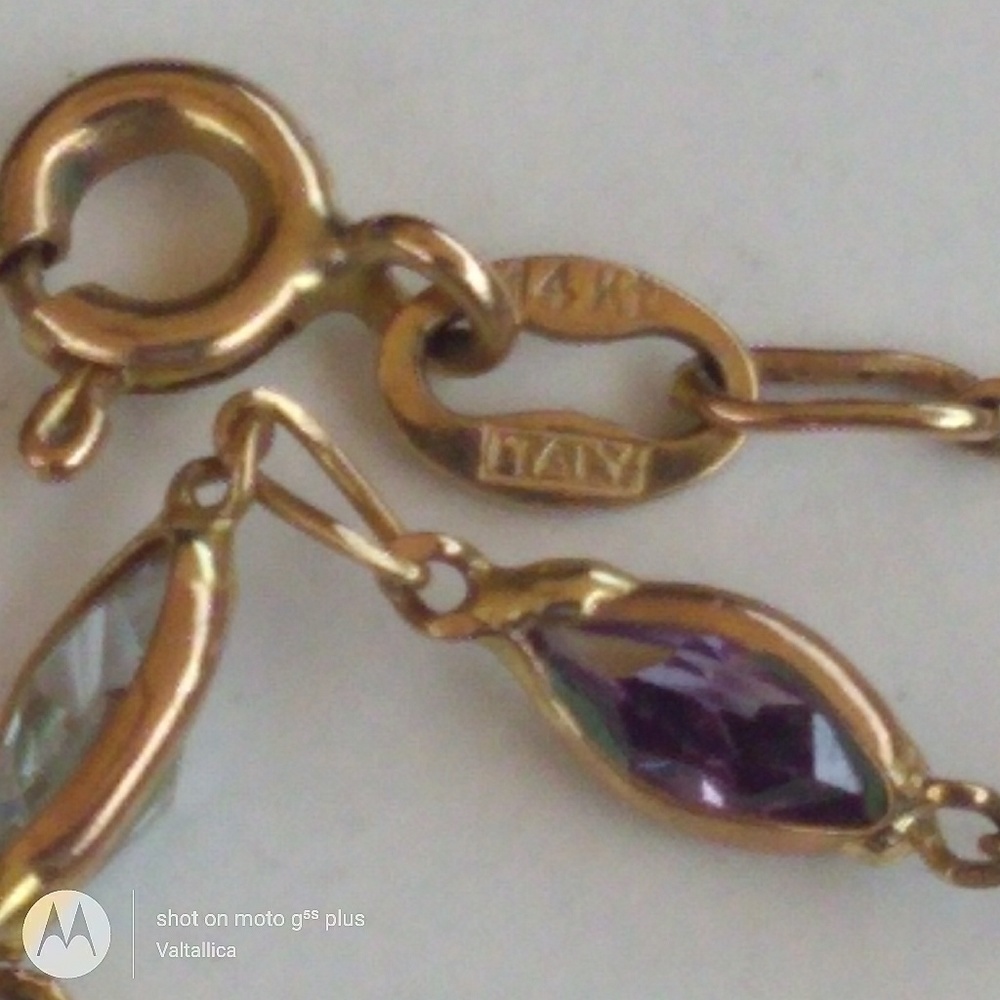 VTG 14K Gold Multi GemStone LinkBracelet VINTAGE - Picture 4 of 8